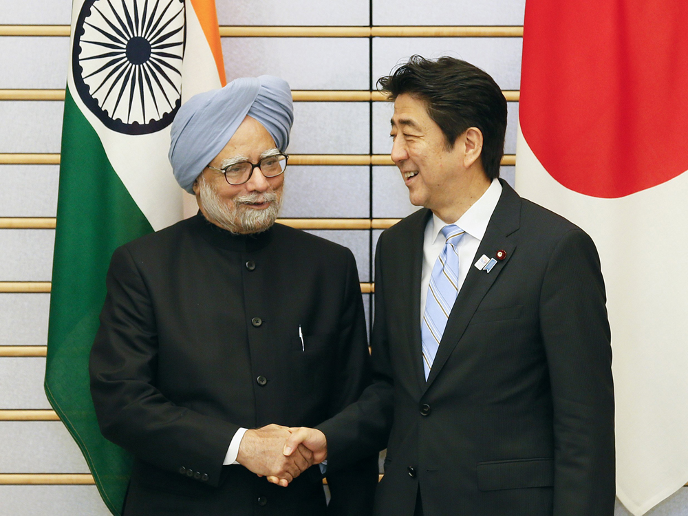 印度总理辛格与日本首相安倍晋三 印度总理辛格与日本首相安倍晋三