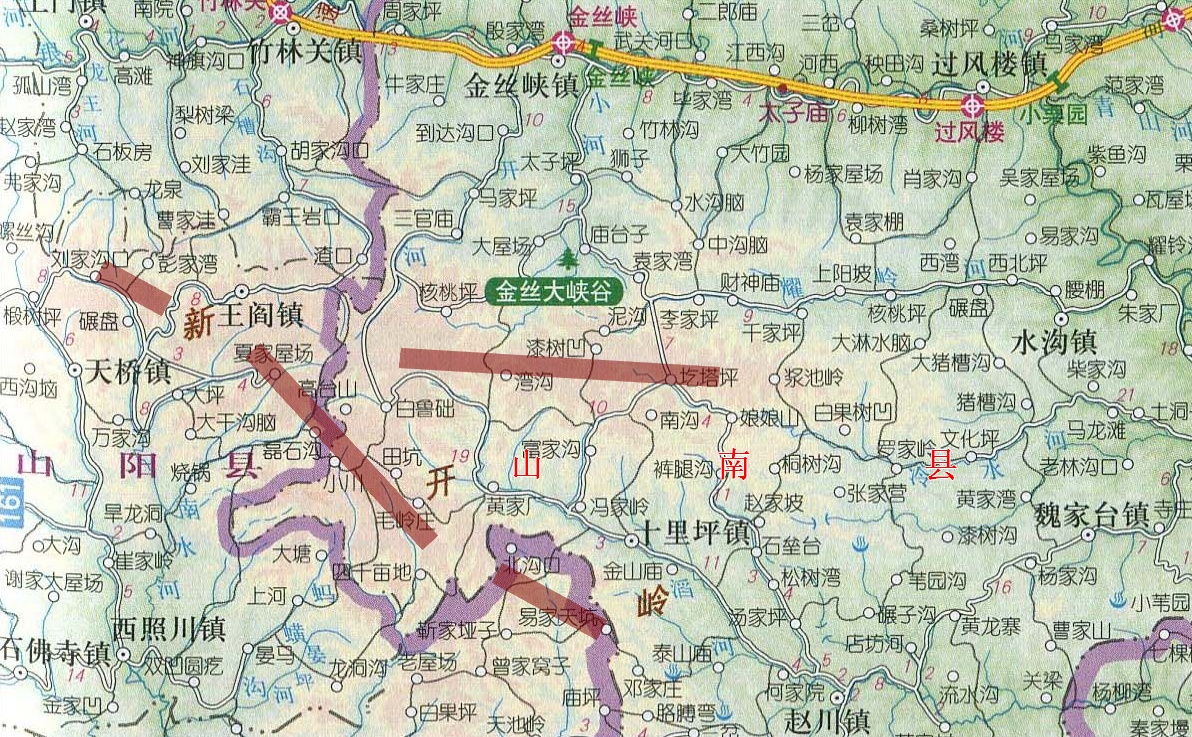 新开岭所处位置及走向範围 新开岭所处位置及走向範围