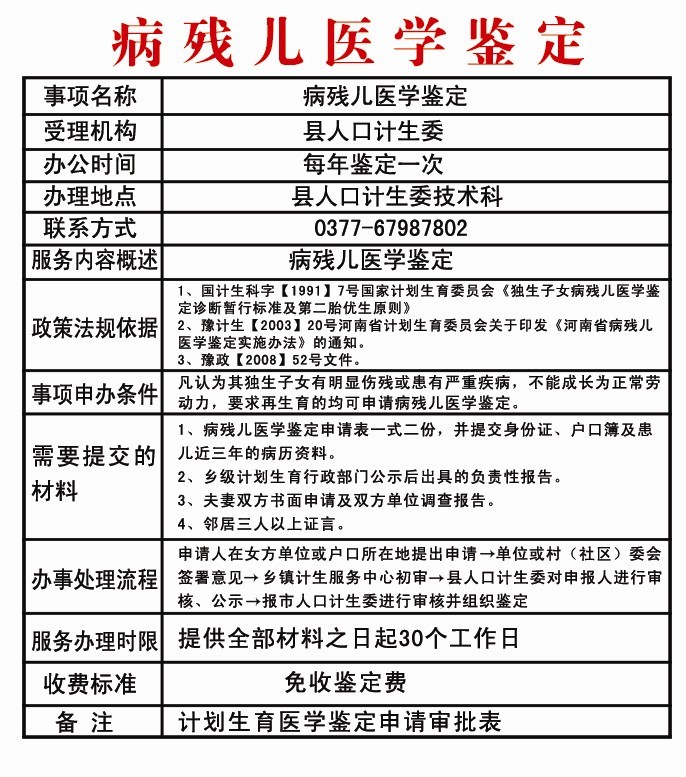 病残儿医学鉴定管理办法