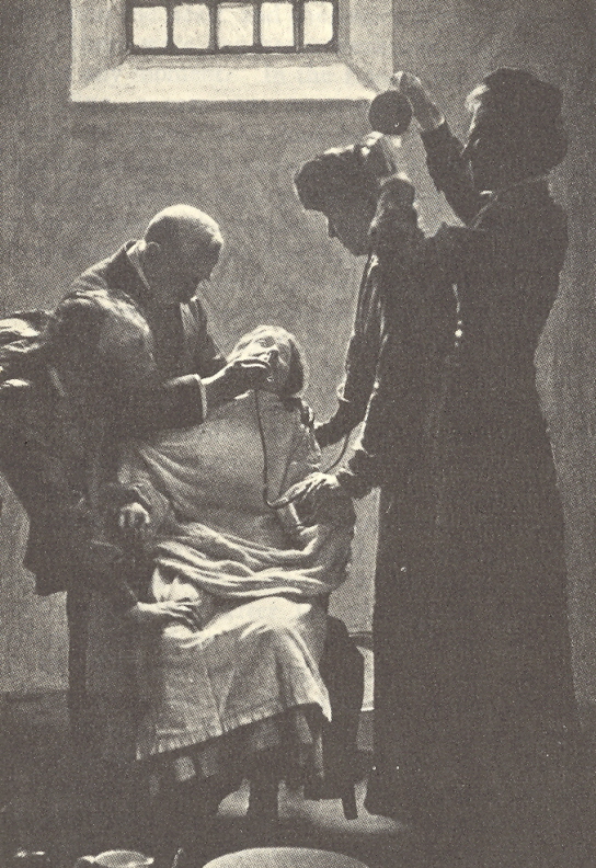 1911年,一名妇女参政论员在监狱被强制灌食 1911年,一名妇女参政论员在监狱被强制灌食