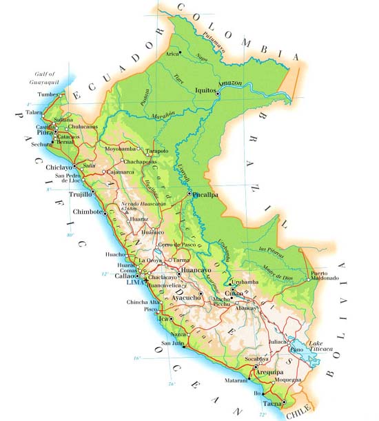 秘鲁地形图 秘鲁地形图