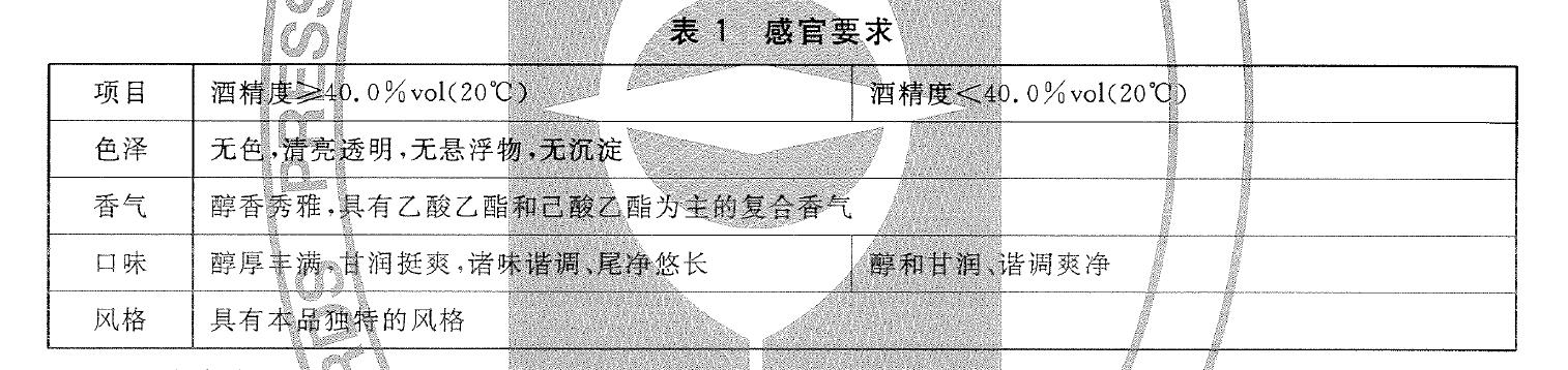 表1 感官要求 表1 感官要求