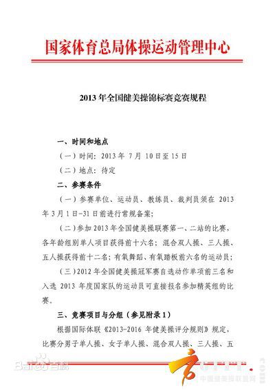 2013年全国健美操锦标赛