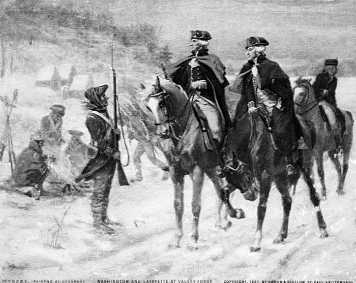 华盛顿和拉法耶特侯爵在Valley Forge 华盛顿和拉法耶特侯爵在Valley Forge