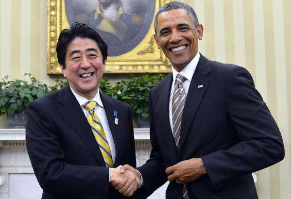 日本首相安倍晋三与美国总统欧巴马 日本首相安倍晋三与美国总统欧巴马