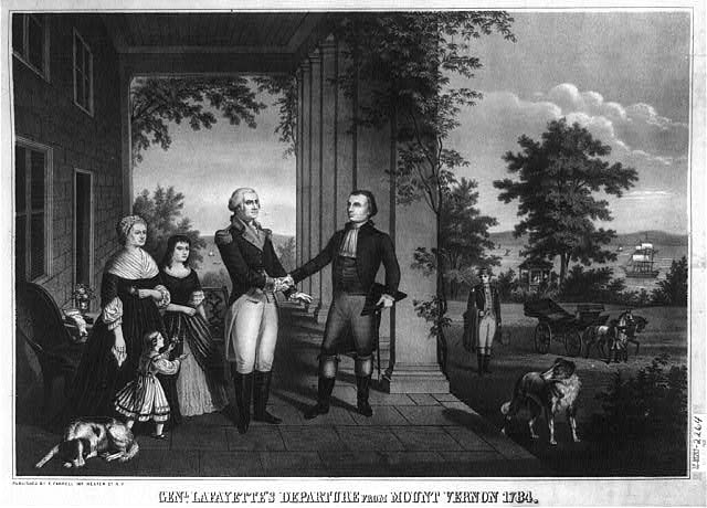 拉法耶特侯爵和华盛顿在Mt. Vernon, 1784 拉法耶特侯爵和华盛顿在Mt. Vernon, 1784