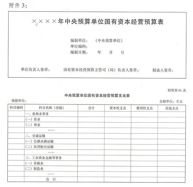 中央国有资本经营预算编报试行办法