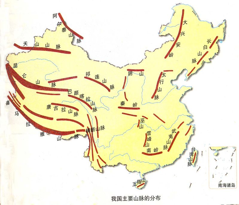 我国的山脉分布图 我国的山脉分布图