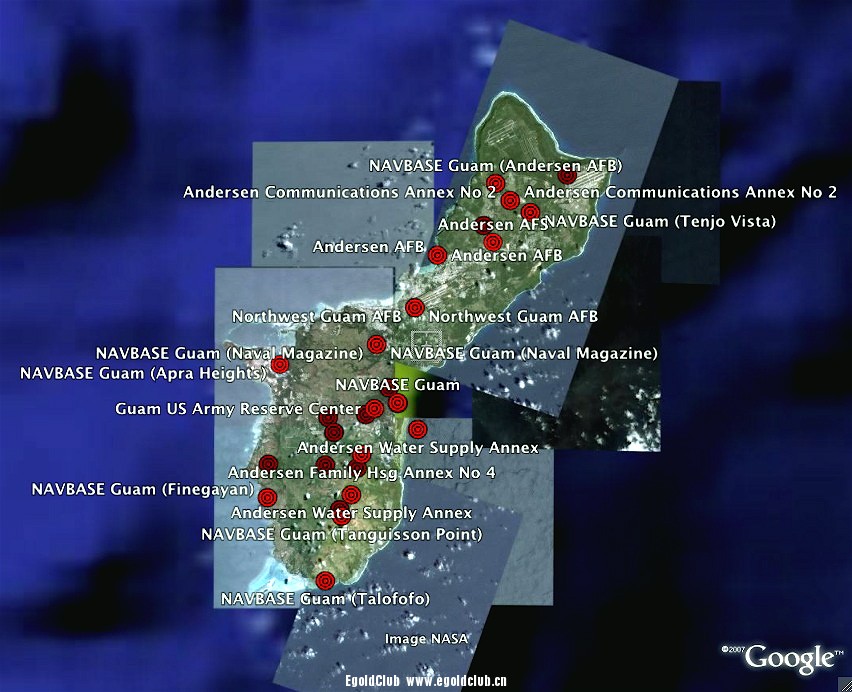 美国关岛军事基地地图 美国关岛军事基地地图