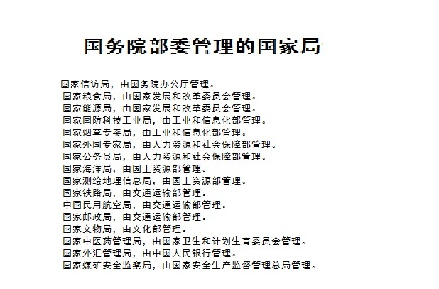 国务院部委管理的国家局