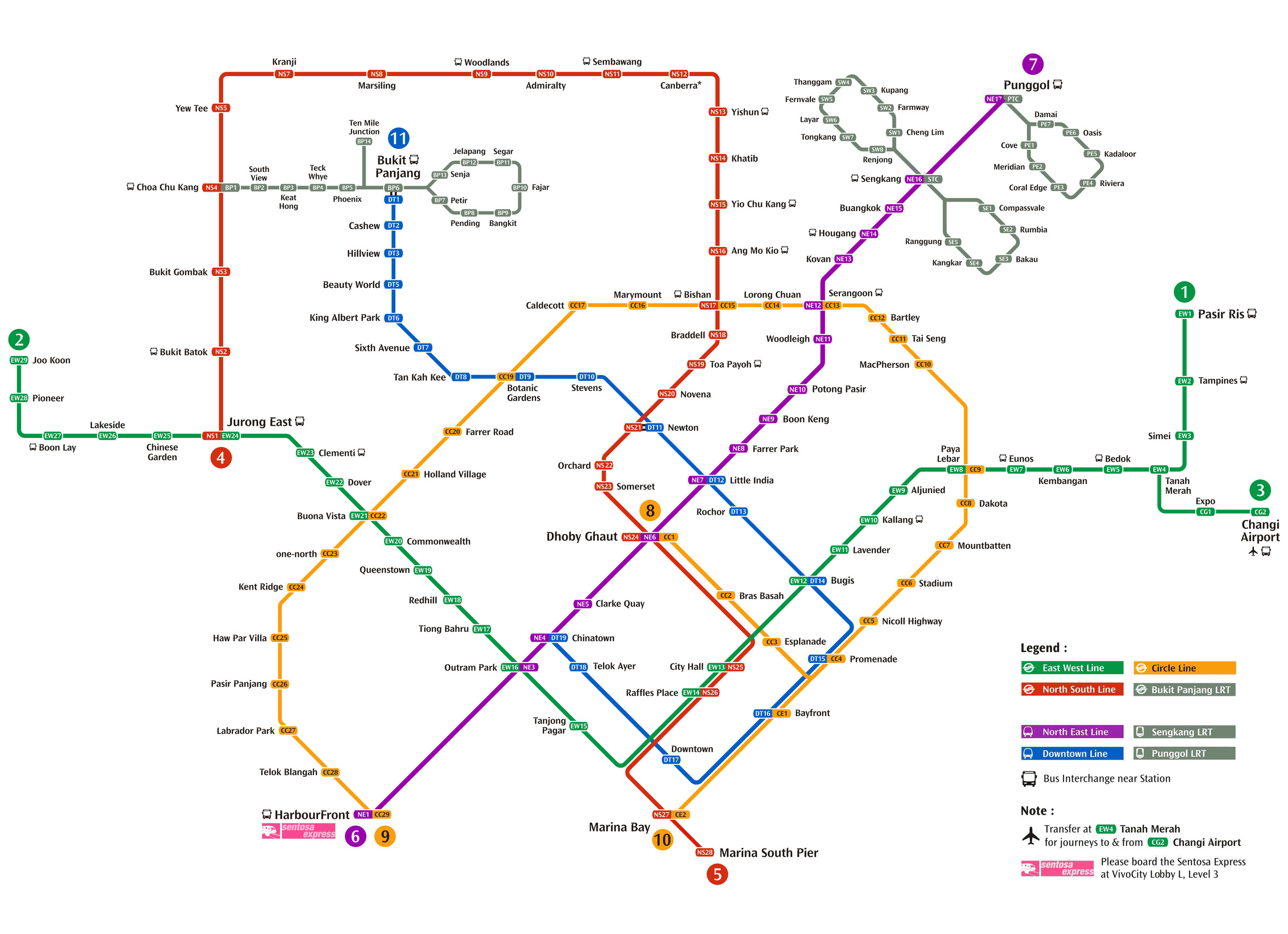 新加坡捷运及轻轨路线图 新加坡捷运及轻轨路线图