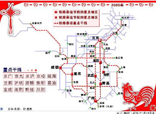 春运重点区域及路线示意图 春运重点区域及路线示意图