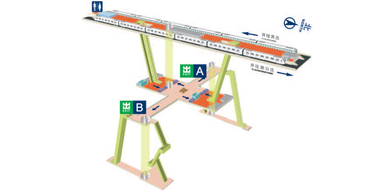 良乡大学城北站站内立体图 良乡大学城北站站内立体图