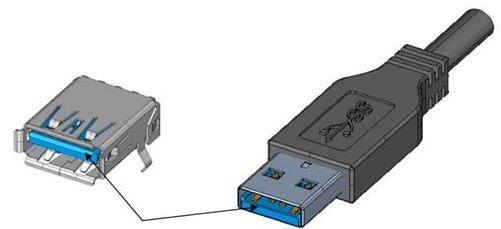 Standard-A型公口、母口实物模拟图 Standard-A型公口、母口实物模拟图