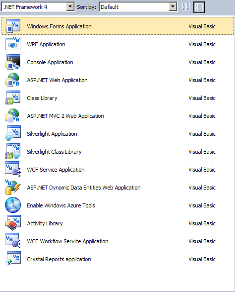 VS2010下VB10项目种类 VS2010下VB10项目种类