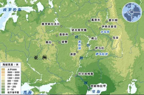 伏尔加河的流域图 伏尔加河的流域图