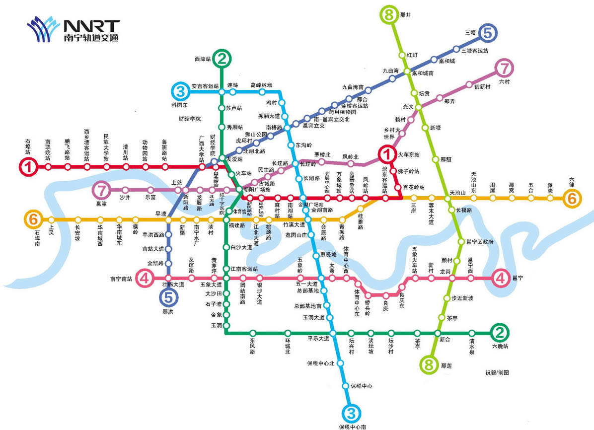 南宁捷运线路总体规划线网图 南宁捷运线路总体规划线网图