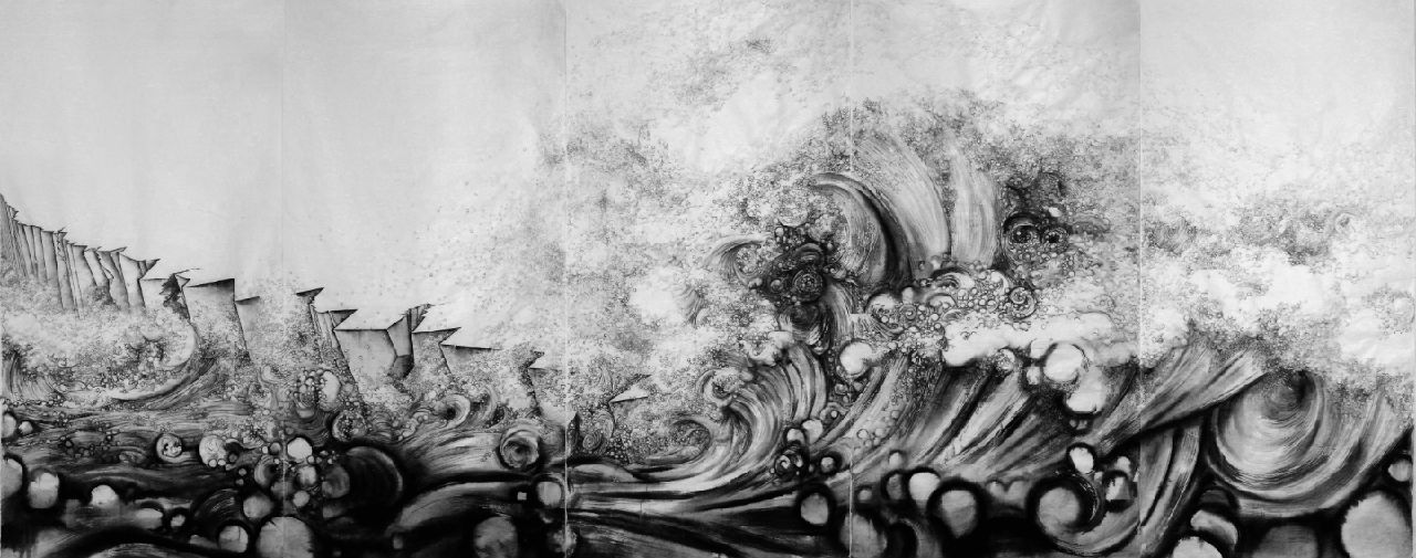 《冰山无界-激起千层浪》600x255cm,2011 《冰山无界-激起千层浪》600x255cm,2011