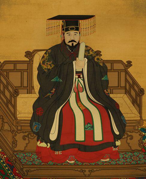 明代岐阳王李文忠着衮冕时的画像 明代岐阳王李文忠着衮冕时的画像