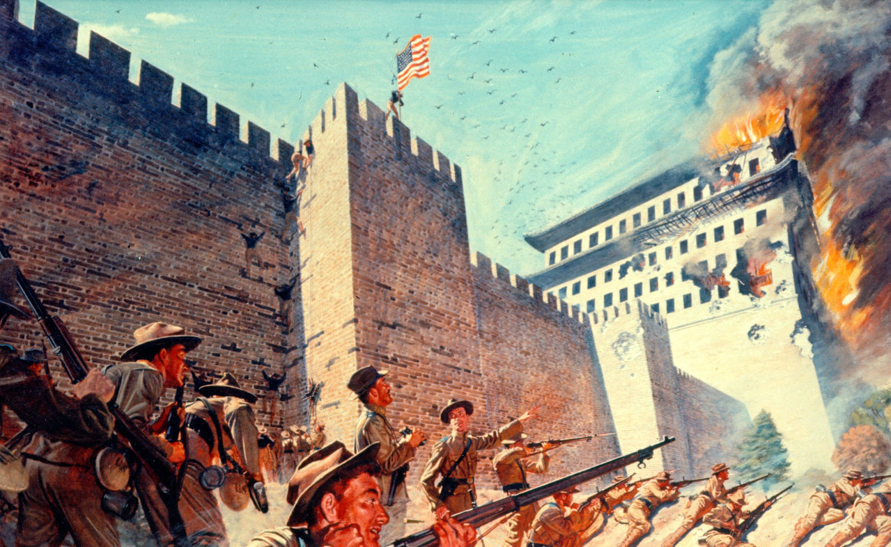 油画:八国联军进攻北京城 油画:八国联军进攻北京城