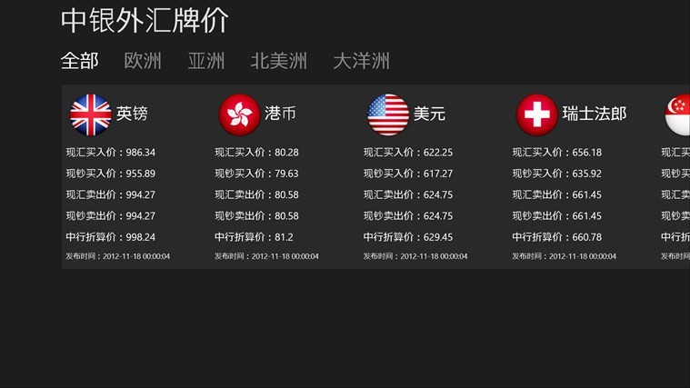 中银外汇牌价