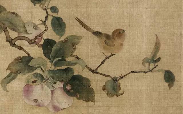 宋代林椿工笔花鸟:果熟来禽图,绢本,设色 宋代林椿工笔花鸟:果熟来禽图,绢本,设色