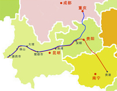 中缅油气管道中国境内段示意图 中缅油气管道中国境内段示意图