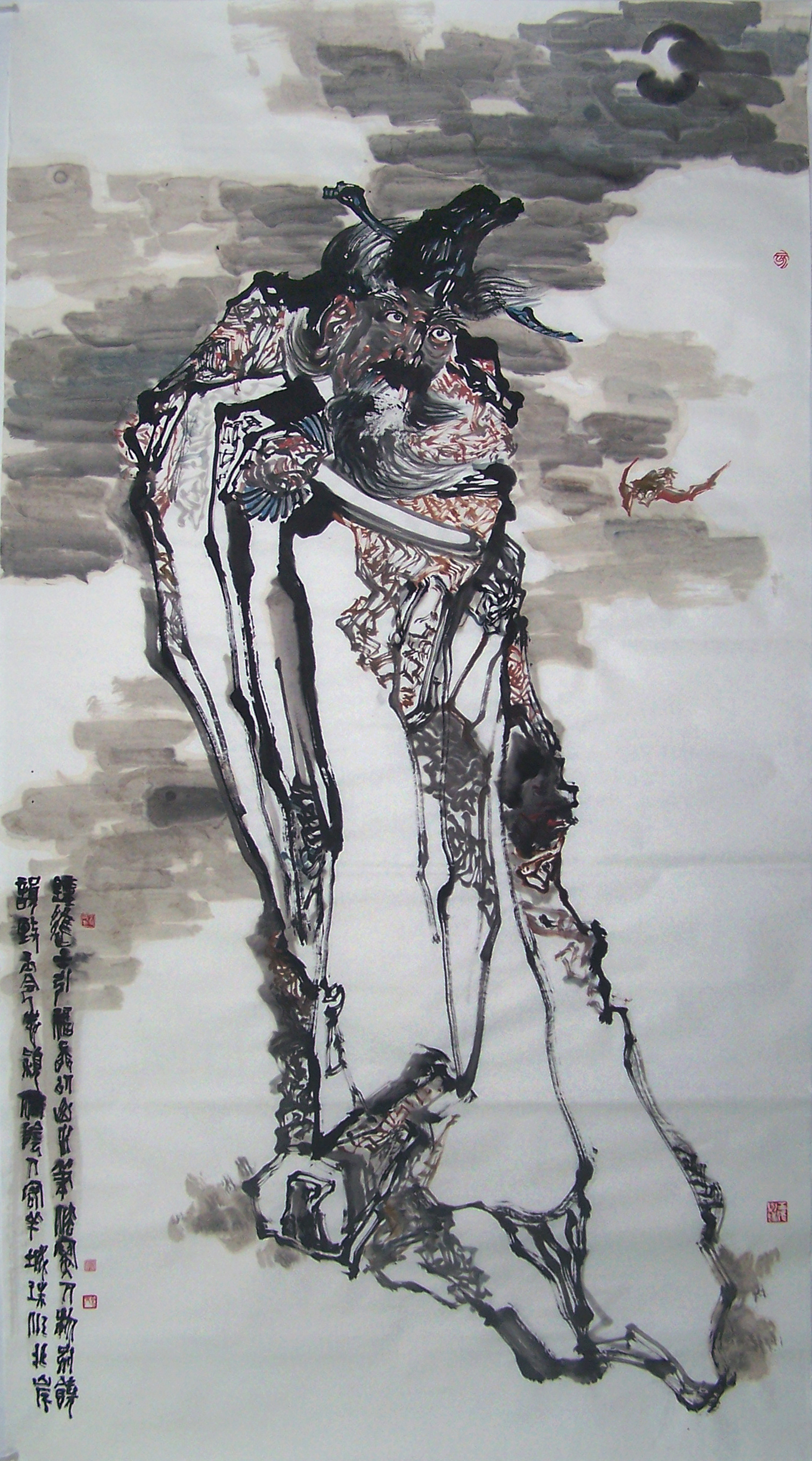 写意人物画:钟馗引福图,纸本,水墨,设色,胡志颖作 写意人物画:钟馗引福图,纸本,水墨,设色,胡志颖作