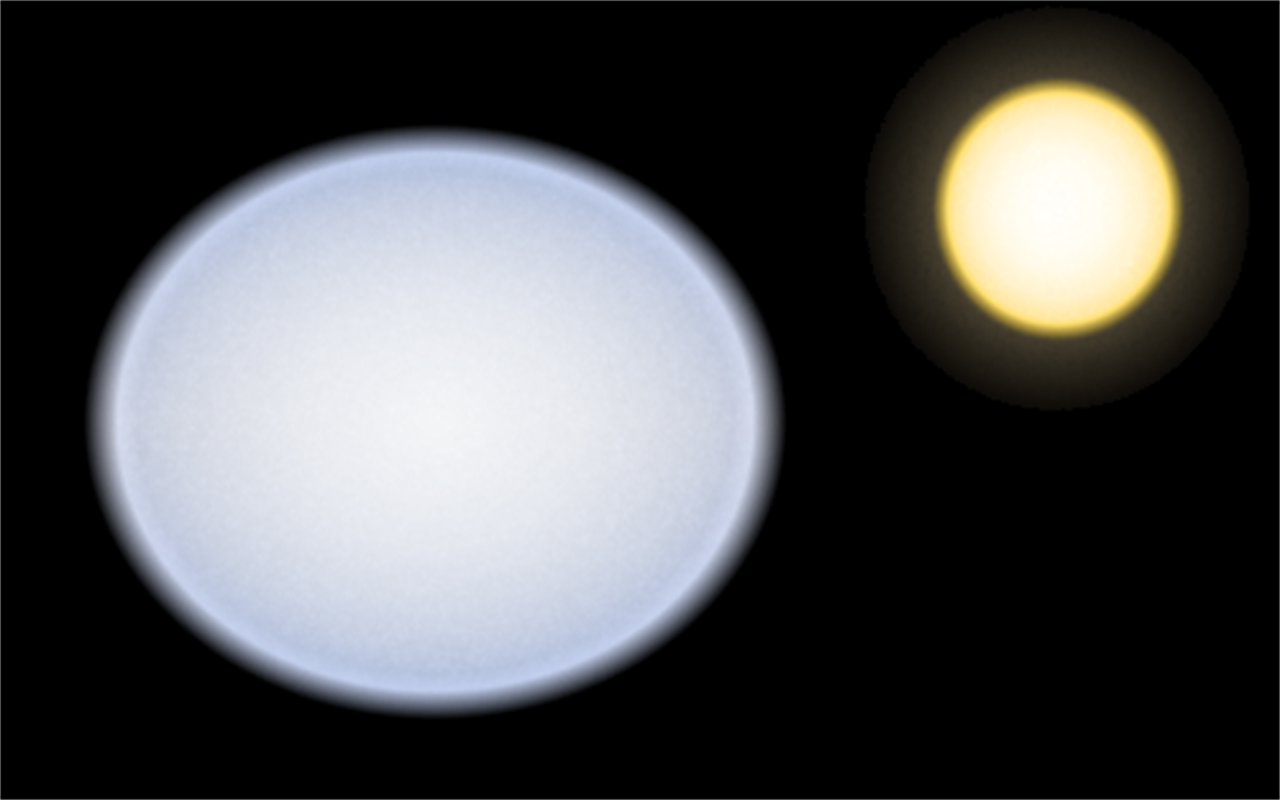 织女星(左)与太阳(右)的大小比较 织女星(左)与太阳(右)的大小比较