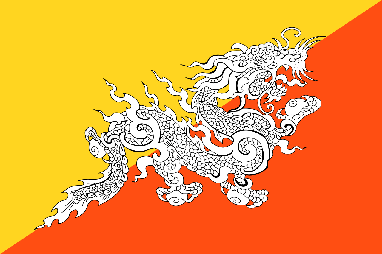 不丹国旗的变种；有不同风格的呈现龙