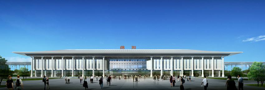 2010年灾后重建的绵阳站站房蓝图 2010年灾后重建的绵阳站站房蓝图