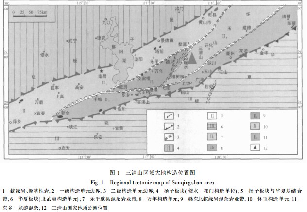 三清山区域大地构造位置图 三清山区域大地构造位置图