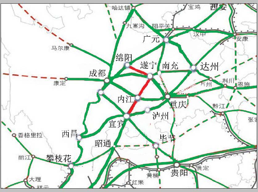 本线路在四川铁路网中位置 本线路在四川铁路网中位置