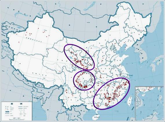 中国丹霞地貌的分布 中国丹霞地貌的分布