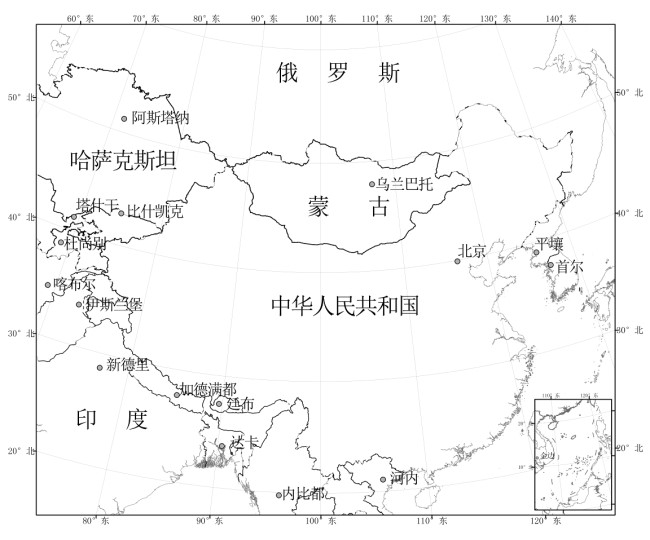 中国及邻区盆地火成岩油气地质图範围 中国及邻区盆地火成岩油气地质图範围