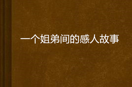 一个姐弟间的感人故事