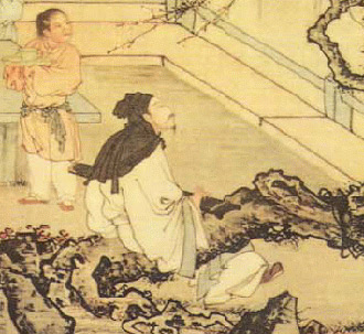 明 《梅下横琴图》 局部 明 《梅下横琴图》 局部