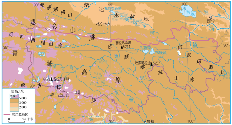 三江源地区地形图 三江源地区地形图