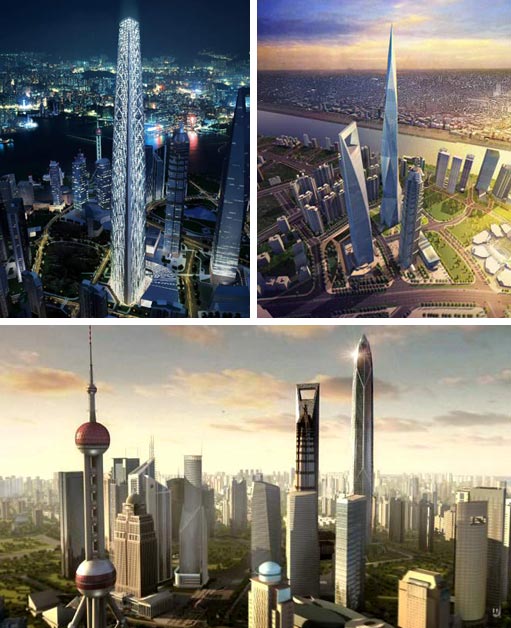 上海中心另三种设计方案效果图 上海中心另三种设计方案效果图