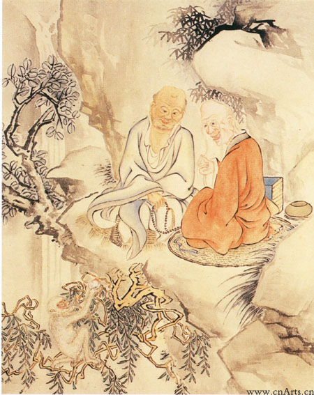 清乾 隆贾全《十六罗汉图》一景 清乾 隆贾全《十六罗汉图》一景