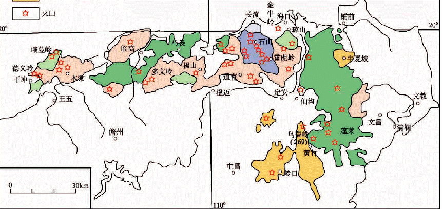 琼北火山分布图 琼北火山分布图